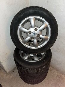 14" Hliníkové disky Peugeot, 4ks s letnými pneumatikami - 1