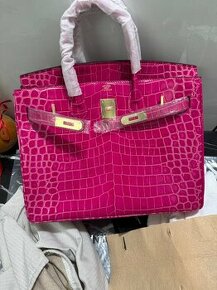 Kabelka Hermes,  práva koža,  pink , 35cm