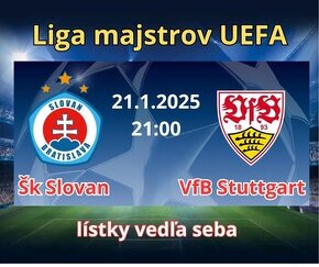 ŠK Slovan - VfB Stuttgart (lístky vedľa seba)