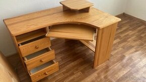 Rohový pracovný stôl z borovice - masív 2x (ľavý aj pravý)