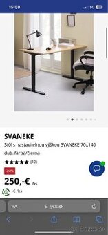 Stôl s nastaviteľnou výškou SVANEKE 70x140 dub. farba/čierna