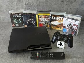 Playstation 3 Slim 1 ovládač, 5 hier (Assassin, GTA, a iné)