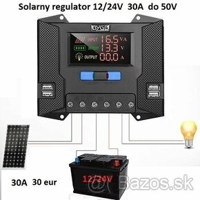 Solarny regulator 30A na 12/24V-(do 50 Voltov)