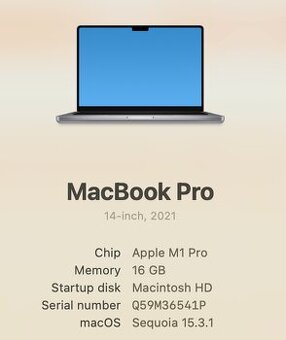 MacBook Pro M1 Pro 16gb, 1 TB