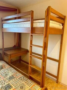 Detská drevená poschodová jednolôžková posteľ - 1
