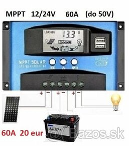 Novy Solarny regulator 12/24V-60A do 50 Voltov