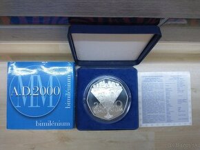 strieborná minca SK proof bimilenium 2000Sk, zlatá medaila