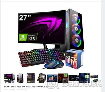 HERNÝ SET I7 32GB RTX 3060 12GB +MONITOR 27