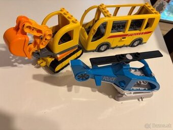 Lego autobus, bager a vrtuľník