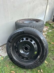 Plechové disky +Zimne pneu Continental 205/60 R16 5x100