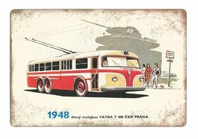 plechová cedule - trolejbus Tatra T 400 ČKD Praga - 1