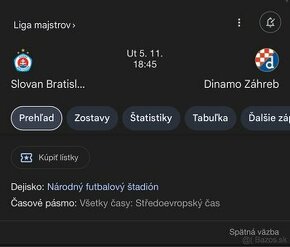 Slovan Liga majstrov vs dynamo zagreb