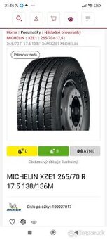 Kúpim Michelin xtz1  265, 70 R17,5