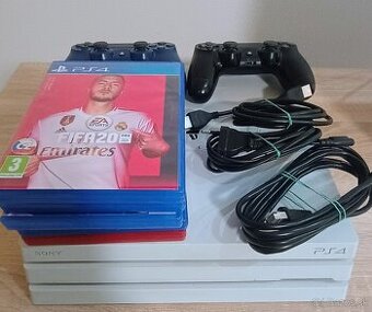 PlayStation 4 Pro (biely) + 2 ovládače + 5 hier