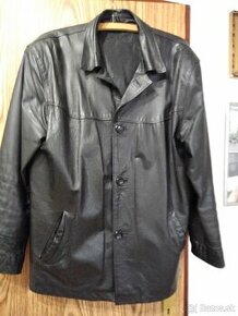 Pánsky kožený čierny kabát - 1