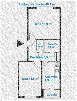 2 izbovy byt KVP 50m2