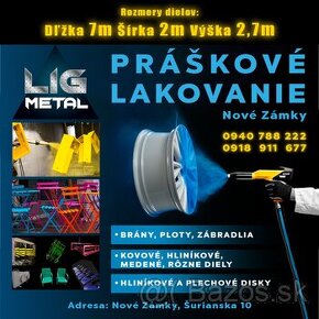 Práškové lakovanie 7m d x 2m š x 2,7m v pece aj 1000kg veci