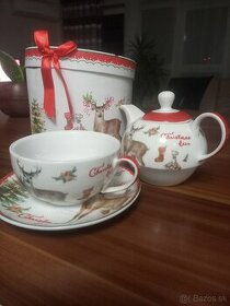 Ceramix Christmas set: 1 tea cup and 1 teapot