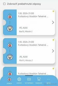 5x Vstupenky Sk Slovan Bratislava - Manchester City