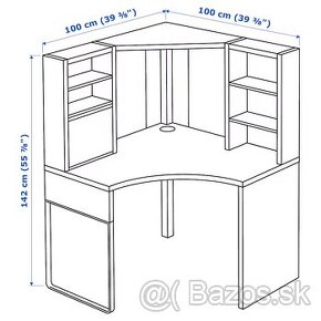 IKEA MICKE Rohový pracovný stôl, biela