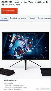 Herný monitor Sony INZONE M9, 27" 4K 144Hz, 1ms