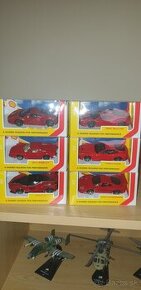 Shell autíčka Ferrari kompletná séria Burago 1:43