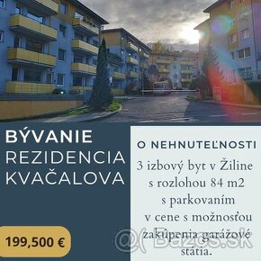 3 izbový byt, 84 m2 v Žiline, Závodí s parkovaním