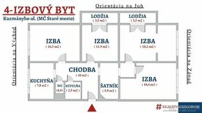4-izbový byt, Kuzmányho ul., 92 m2, na VP, 2 lodžie, po ČR
