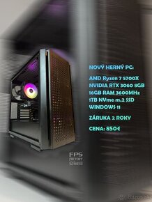 ⚡Nový Herný PC so zárukou | Ryzen 7 | RTX 3060 | 16GB RAM