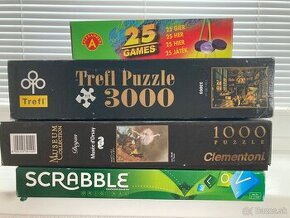 Darujem spoločenské hry: Scrabble, 2x puzle, 25 games