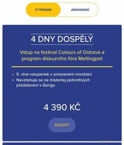 Colors of Ostrava, 4 denná vstupenka
