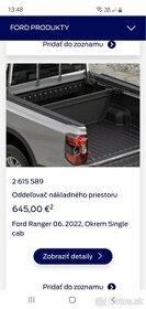 Predam oddelovac priestoru ford ranger