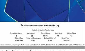 4x lístky - Slovan x Manchester City - B106