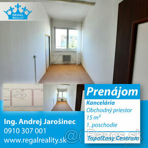 Kancelária/ Obchodné priestory č. 1, 15 m2, Topoľčany