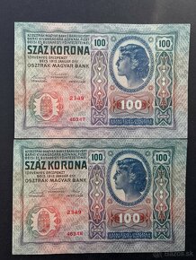 Bankovky Rakúsko-Uhorsko 100Kronen čísla po sebe