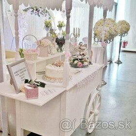 Vozík na občerstvenie sladkosti sweet cart na svadbu event