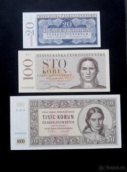 ABSOLUTNI NOVINKA  20 Kčs 1953,100 a 1000 Kčs 1951 ANULAT