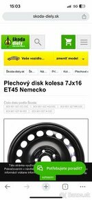 Plechovy disk kolesá 7J x 16 ET 45