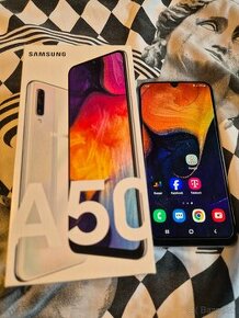 Samsung A50 4/ 128gb biely prasknuty displej vid foto je na