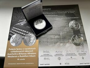 Strieborná minca Auschwitz-Birkenau Proof s Pam.listom - 1