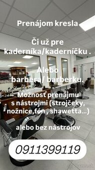 Kaderníčka , barber , prenajom kresla