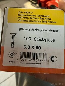 Srovby samorezky do železa Din 7504-O. 6.3x90