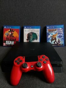 PS4 500G | VR 1| 1 Červený joystick + 4 hry