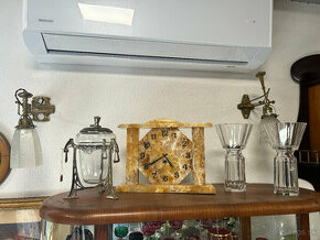 Párové vázy Moser a hodiny mramor zlatý ónyx