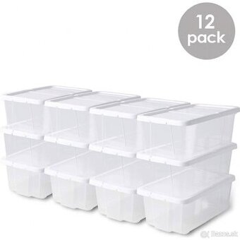 Úložne boxy na boty s víkem 35 x 20 x 12,5 cm (sada 12 kusů)