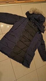 Pérová bunda-parka ZARA, modrá, XL