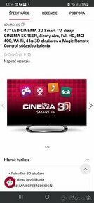 Predám zachovalý TV Smart LG 47LM 660S