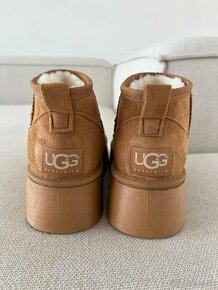 Ugg platform mini dámske čižmy hnedé camel