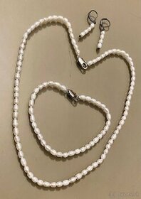 Náhrdelník, náramok, náušnice - pravé perly - 1
