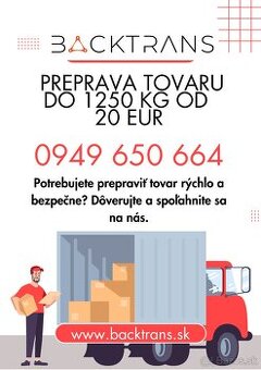 Preprava tovaru v Banskej Bystrici a okolí do 1250 kg od 20